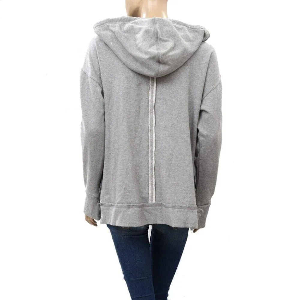 Free People Light Gray Zip Hoodie with Purple Tank and White Cap